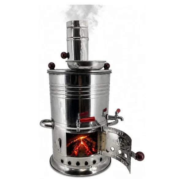Paslanmaz 304 Çelik 5 Litre Çift Hazneli Demlikli Semaver - Görsel 5