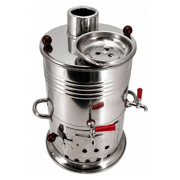 Paslanmaz 304 Çelik 5 Litre Çift Hazneli Demlikli Semaver - Görsel 7