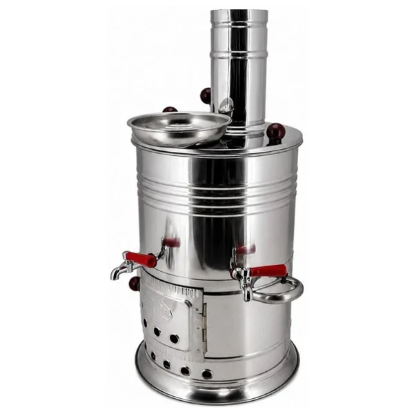 Paslanmaz 304 Çelik 5 Litre Çift Hazneli Demlikli Semaver - Görsel 8
