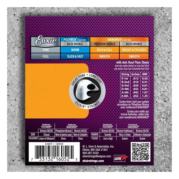 Elixir 16052 Nanoweb Phosphor Bronze Akustik Gitar Teli 12-53 - Görsel 5