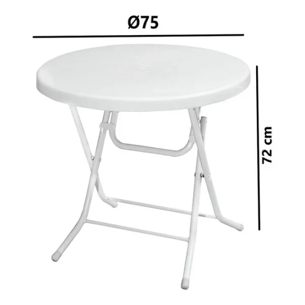 Omnipazar Mt-Gfm205 Rose Plastik Yuvarlak Katlanır Bahçe Balkon Masa Ø75 Cm Beyaz - Görsel 6