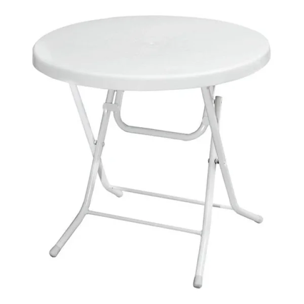Omnipazar Mt-Gfm205 Rose Plastik Yuvarlak Katlanır Bahçe Balkon Masa Ø75 Cm Beyaz - Görsel 5