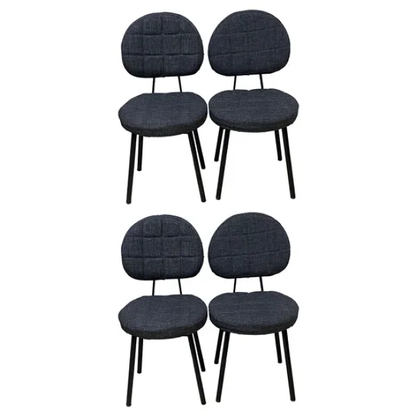 Bambeds Mobilya 4 Adet Poverty Sandalye Siyah Mutfak Salon Yemek Odası Sandalyesi Metal Ayak - Görsel 6