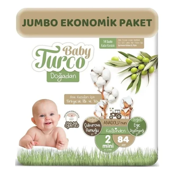 Baby Turco Doğadan 2 Numara Mini 84'lü Bebek Bezi - Görsel 5