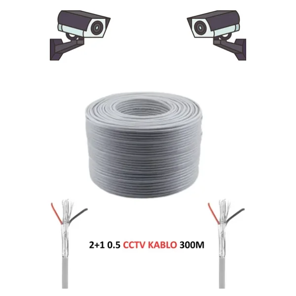 Fury 2+1 0.50mm Cctv Kablo Güvenlik Kamera Kablo 300m Metre - Görsel 3