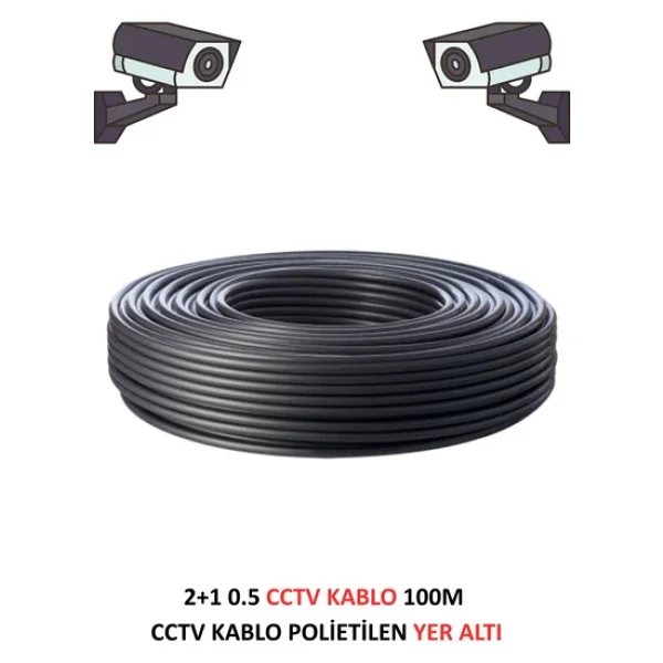 Fury Yer Altı Cctv Kablo 2+1 0.5mm Polietilen Güvenlik Kamera Kablo 300m - Görsel 2