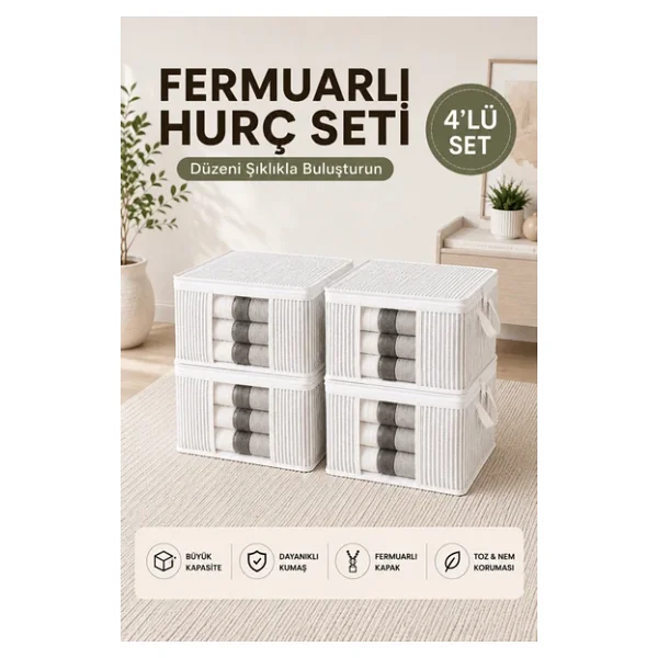 Formeya 4 Adet Lüks Pencereli Çok Amaçlı Dolap Düzenleyici Hurç Çorap Hurcu 34 X 22 X 22 Cm - Görsel 3
