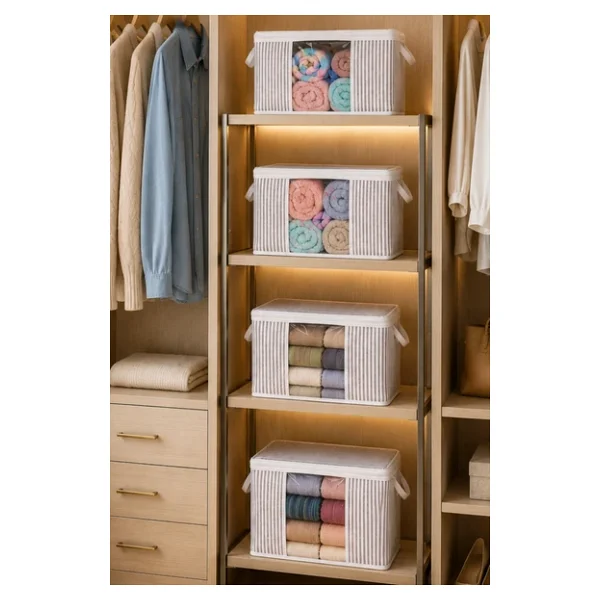 Formeya 4 Adet Lüks Pencereli Çok Amaçlı Dolap Düzenleyici Hurç Çorap Hurcu 34 X 22 X 22 Cm - Görsel 5