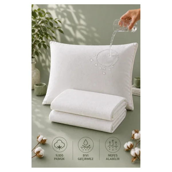 Formeya Pamukkale %100 Pamuk Su Sıvı Geçirmez Yastık Koruyucu Alez 50x70 Cm 1 Adet - Görsel 3