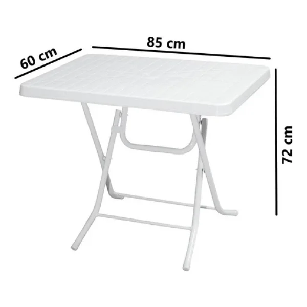 Omnipazar Mt-Gfm210 Picnic Plastik Dikdörtgen Katlanır Bahçe Balkon Masa 60x85 Cm Beyaz - Görsel 6