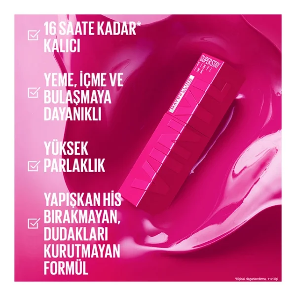 Maybelline New York Super Stay Vinyl Ink Parlak 145 Rogue Likit Ruj - Görsel 2