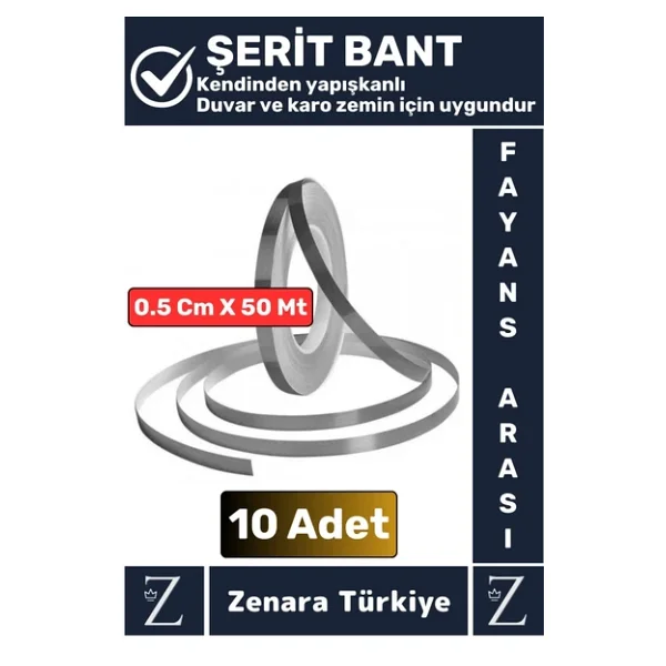 Premium Güçlü Kendinden Yapışkanlı Su Geçirmez Fayans Arası Şerit Derz Bant 0.5 Cmx50 Metre 10 Adet - Görsel 5