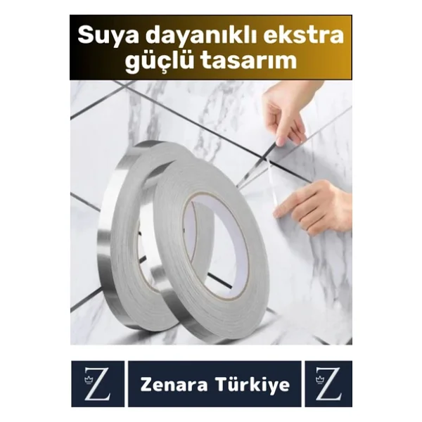 Premium Güçlü Kendinden Yapışkanlı Su Geçirmez Fayans Arası Şerit Derz Bant 0.5 Cm X 50 Metre 3 Adet - Görsel 6