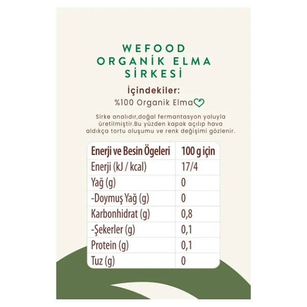 Wefood Organik Elma Sirkesi 500 Ml 2'li - Görsel 6