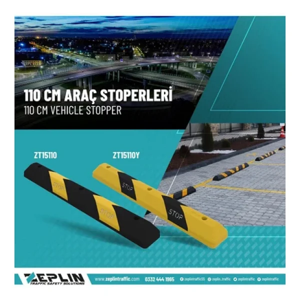 110 Cm Yüksek Performans Araç Stoperi Siyah-Sarı X 4 Adet - Görsel 6