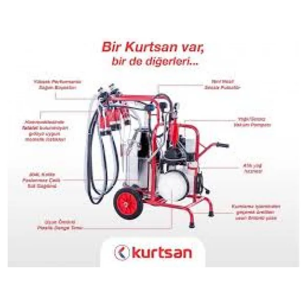 Kurtsan Km04096 Çift Sağım Tek Güğüm Yağlı Pompa Paslanmaz Çelik 40 Lt Süt Sağma Makinesi - Görsel 4