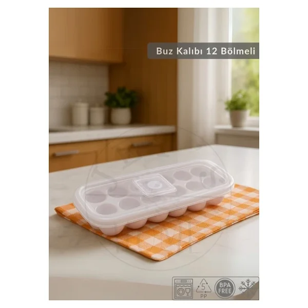12 Bölmeli Buz Kalıbı Esnek Silikon Buz Küpü Bpa Free Yuvarlak Bas Parmak Buzluk Çapı 3,5 Cm Pembe - Görsel 4