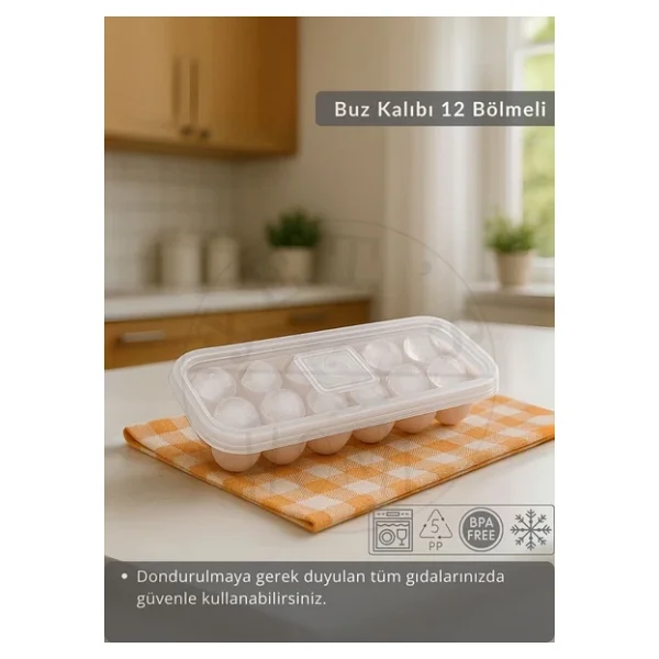 12 Bölmeli Buz Kalıbı Esnek Silikon Buz Küpü Bpa Free Yuvarlak Bas Parmak Buzluk Çapı 3,5 Cm Pembe - Görsel 3