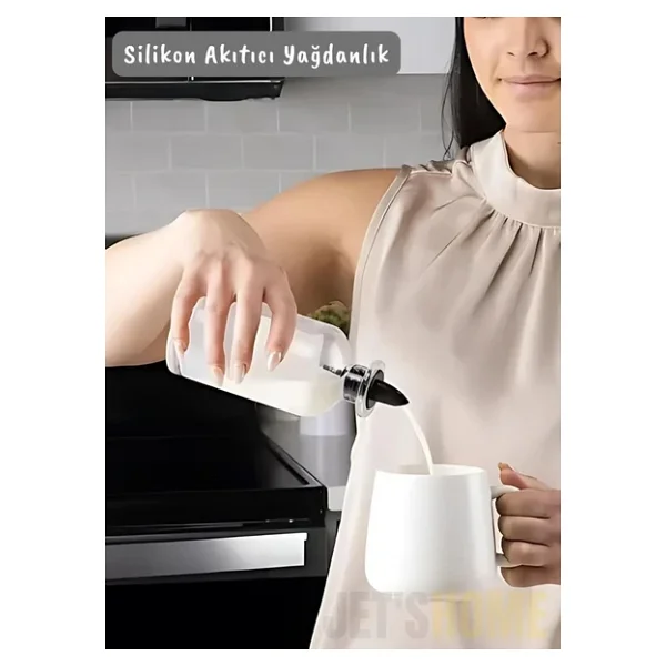Silikon Akıtıcı Yağlık Sirkelik Şişe Tıpası Evrensel Ağız Tipi Siyah - Görsel 4