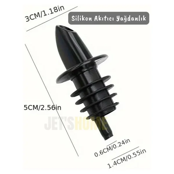 Silikon Akıtıcı Yağlık Sirkelik Şişe Tıpası Evrensel Ağız Tipi Siyah - Görsel 5