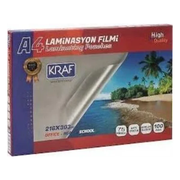 Kraf A4 75 Micron 100'lü Parlak Laminasyon Filmi - Görsel 3
