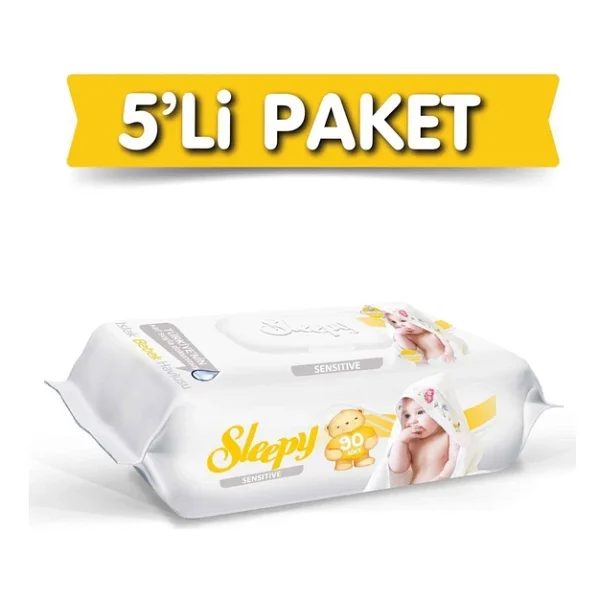 Sleepy Sensitive 90 Yaprak 5'li Paket Islak Mendil - Görsel 4