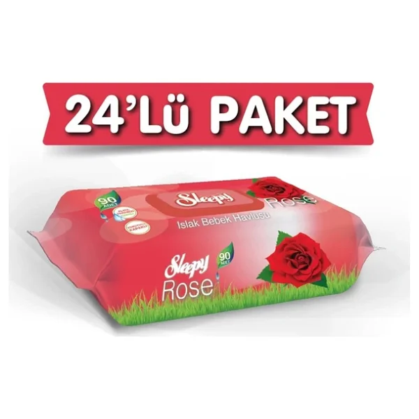 Sleepy Gül Kokulu 90 Yaprak 24'lü Paket Islak Mendil - Görsel 4