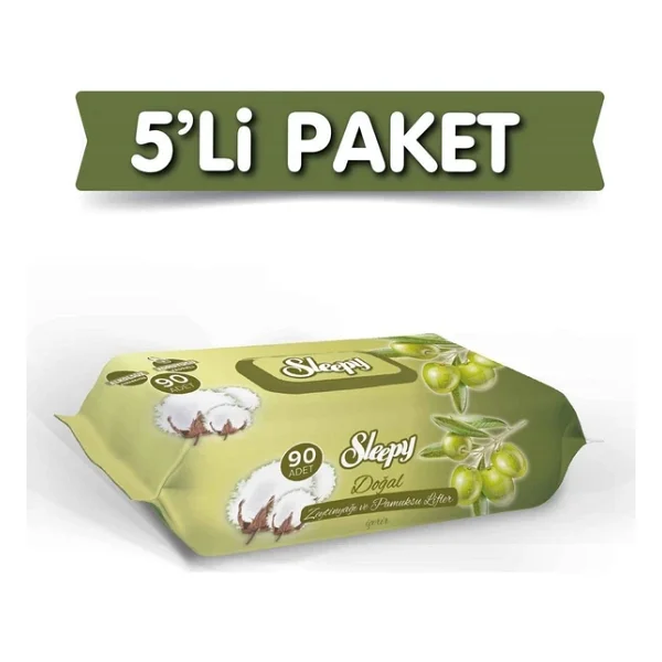 Sleepy Zeytinyağlı 90 Yaprak 5'li Paket Islak Mendil - Görsel 4