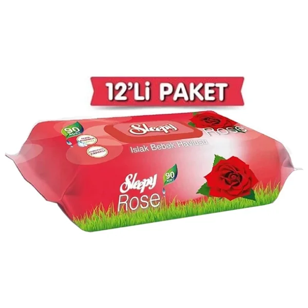 Sleepy Gül Kokulu 90 Yaprak 12'li Paket Islak Mendil - Görsel 4