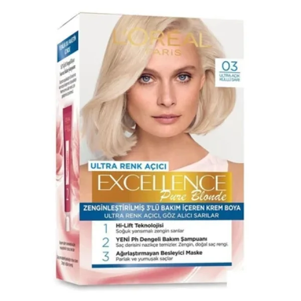 L'oreal Paris Excellence Pure Blonde 03 Ultra Açık Küllü Sarı Saç Boyası - Görsel 6