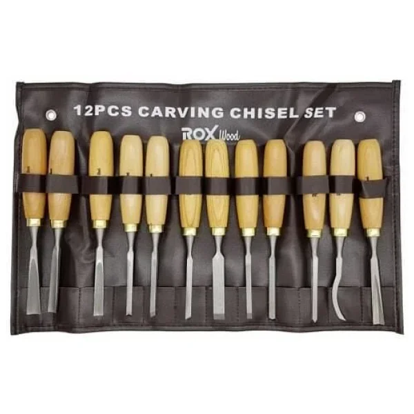 Rox Wood 15399086 12 Parça Ahşap Kutulu Oyma Iskarpela Seti - Görsel 6