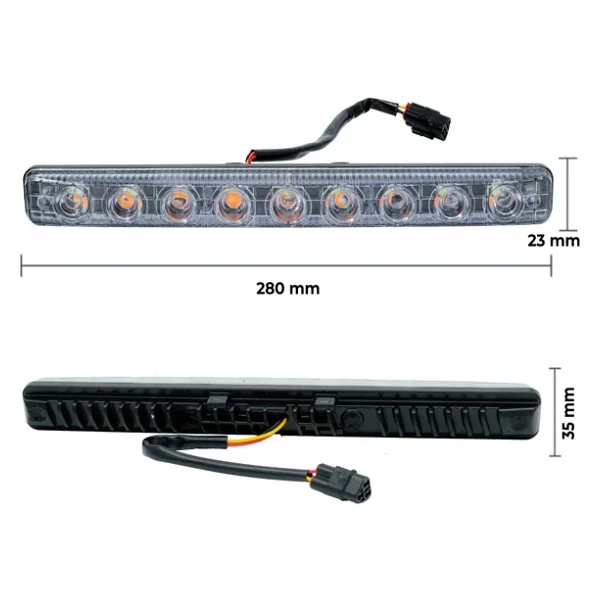 Mega Oto Market 12v 9 Ledli 36w Beyaz Gündüz Ledi - Sarı Sinyalli Ip4 Metal Kasa - Görsel 4