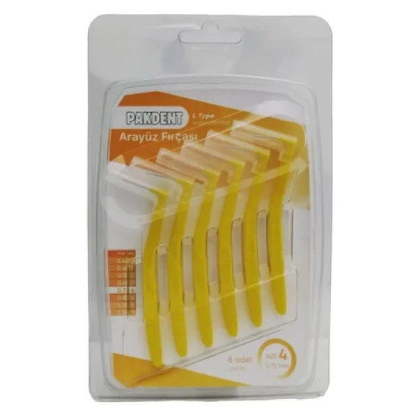 Pakdent Sarı L Tipi 0.70 Mm 6'lı Arayüz Fırçası - Görsel 4