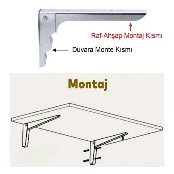 Duvara Monteli Balkon Masası Sehpası Montajı Metal Katlanır Raf Altı Ayağı 18 X 10 Cm (2 Adet) - Görsel 4