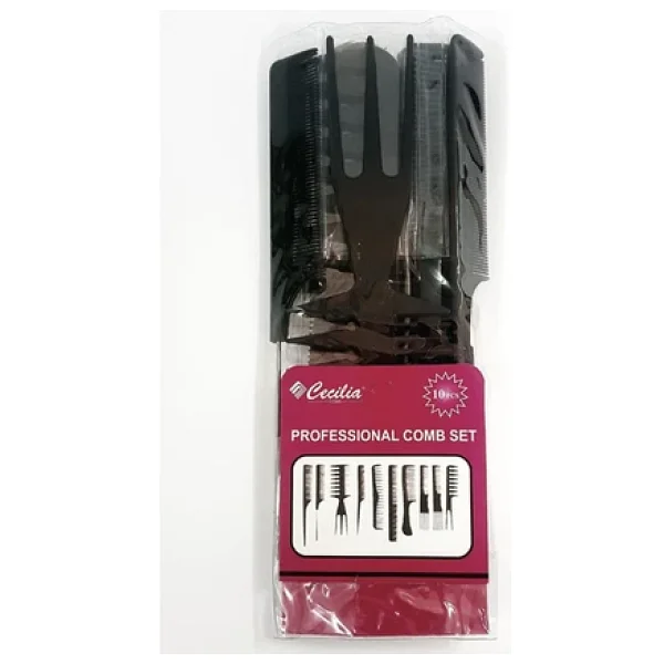 Beauty Care 10lu Profesyonel Kuaför Tarağı - Berber Tarağı Çantalı Set - Görsel 2