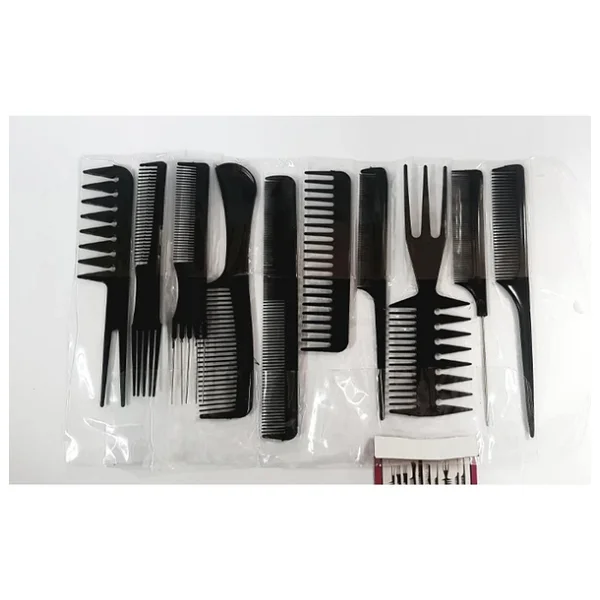 Beauty Care 10lu Profesyonel Kuaför Tarağı - Berber Tarağı Çantalı Set - Görsel 3