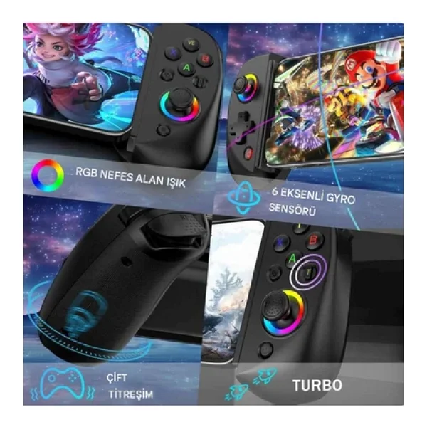 Corsair Bsp-D8 Bluetooth 5.2 Android/Ios Tablet Telefon Uyumlu Mobil Telefon Tutucu Joystick Gamepad - Görsel 6