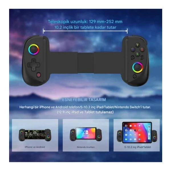 Corsair Bsp-D8 Bluetooth 5.2 Android/Ios Tablet Telefon Uyumlu Mobil Telefon Tutucu Joystick Gamepad - Görsel 5