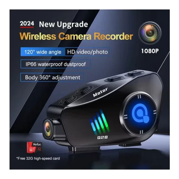 Deanb Q-28 Su Geçirmez Wireless 30fps HD Yatay/Dikey 19201080p Kamera Motosiklet İnterkom Motor Kask Kulaklık - Mat Siyah - Görsel 7