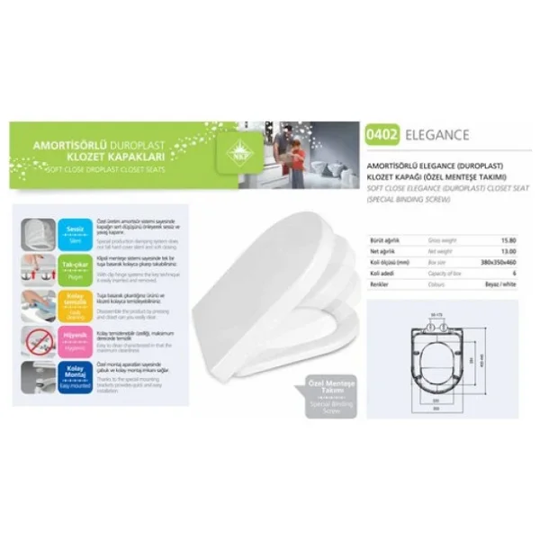 Nkp Elegance Duroplast Yavaş Kapanır Klozet Kapağı 0402 - Görsel 7