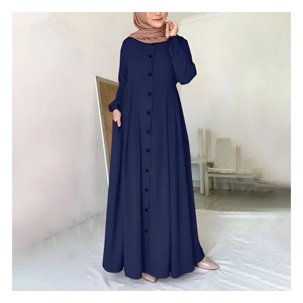 Keten Günlük Yazlık Tam Boy Tesettür Kadın Elbise - Görsel 3