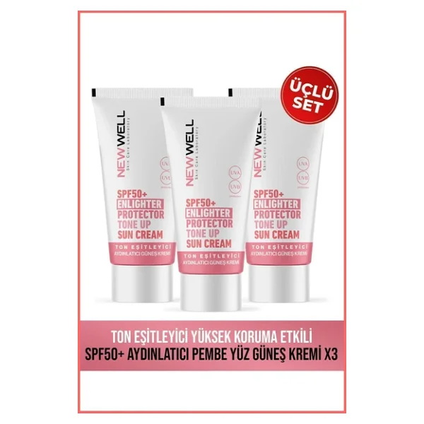 New Well Ton Eşitleyici Pembe 50 Ml 3 Adet 50 Faktör Güneş Kremi - Görsel 3