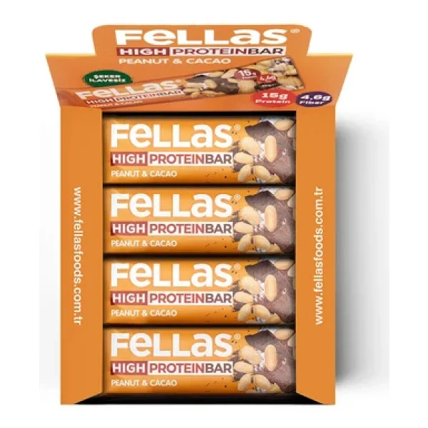 Fellas Yer Fıstıklı Ve Kakaolu 45 Gr 12'li Paket Protein Bar - Görsel 6