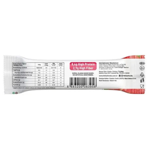 Fellas Vegan Protein Bar - Çilekli Ve Kakaolu 40g X 12 Adet - Görsel 3