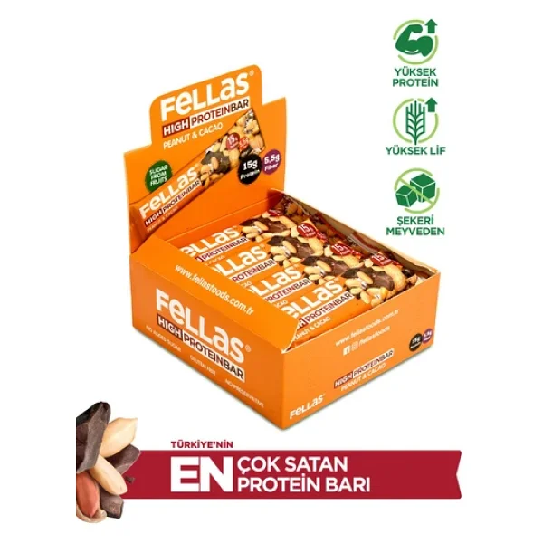 Fellas Yer Fıstıklı Ve Kakaolu 45 Gr 12'li Paket Protein Bar - Görsel 3