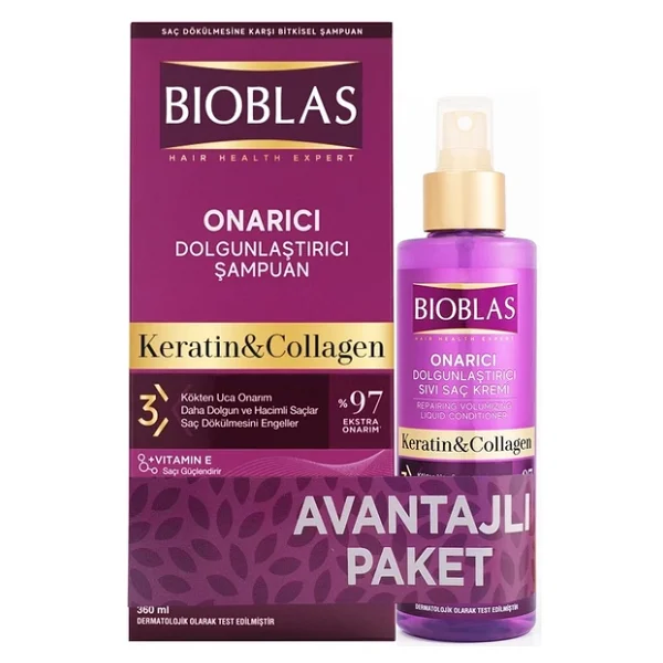 Bioblas Collagen Ve Keratin Onarıcı Dolgunlaştırıcı Şampuan 360 Ml + Sıvı Saç Kremi 200 Ml - Görsel 3