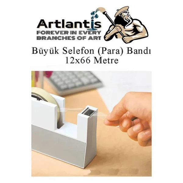 12x66 Metre Selefon Bant 1 Adet Büro Bandı Büyük Bant Makinelerine Uyumlu Şeffaf Para Bandı Artlantis Kırtasiye Bandı - Görsel 3