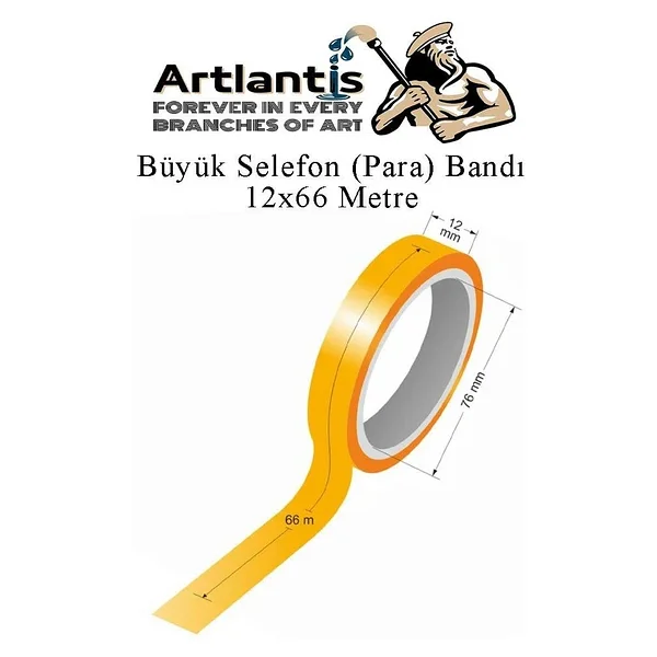 12x66 Metre Selefon Bant 1 Adet Büro Bandı Büyük Bant Makinelerine Uyumlu Şeffaf Para Bandı Artlantis Kırtasiye Bandı - Görsel 2
