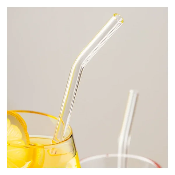 Perotti Straw 6'lı Şeffaf Cam Eğimli Isıya Dayanıklı (Borosilikat) Pipet Ve 1 Adet Pipet Temizleme Fırçası - Görsel 4