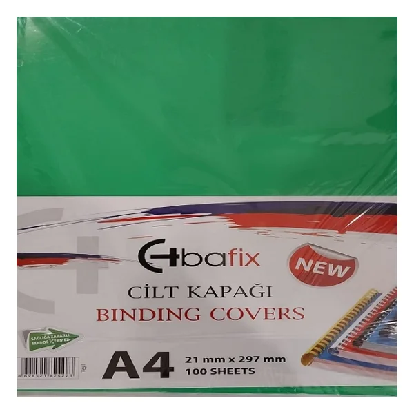 Bafix Cilt Kapağı Plastik Opak A4 160 Mıc Yeşil (100 Lü) - Görsel 3